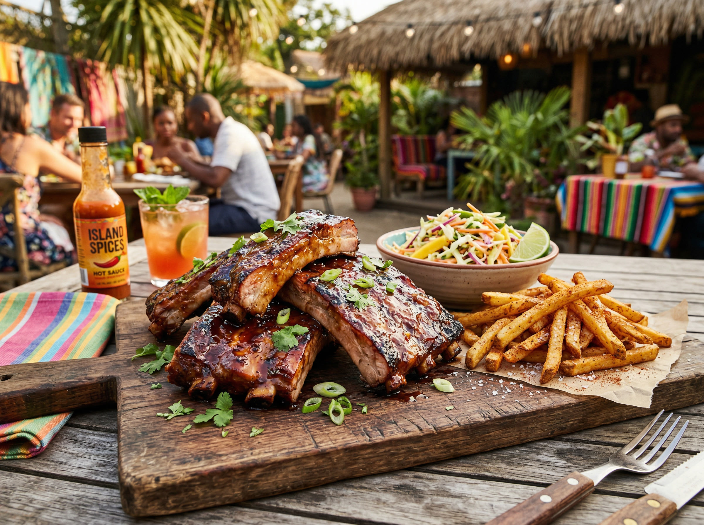 BBQ ribs with coleslaw and fries at Sandy's Too